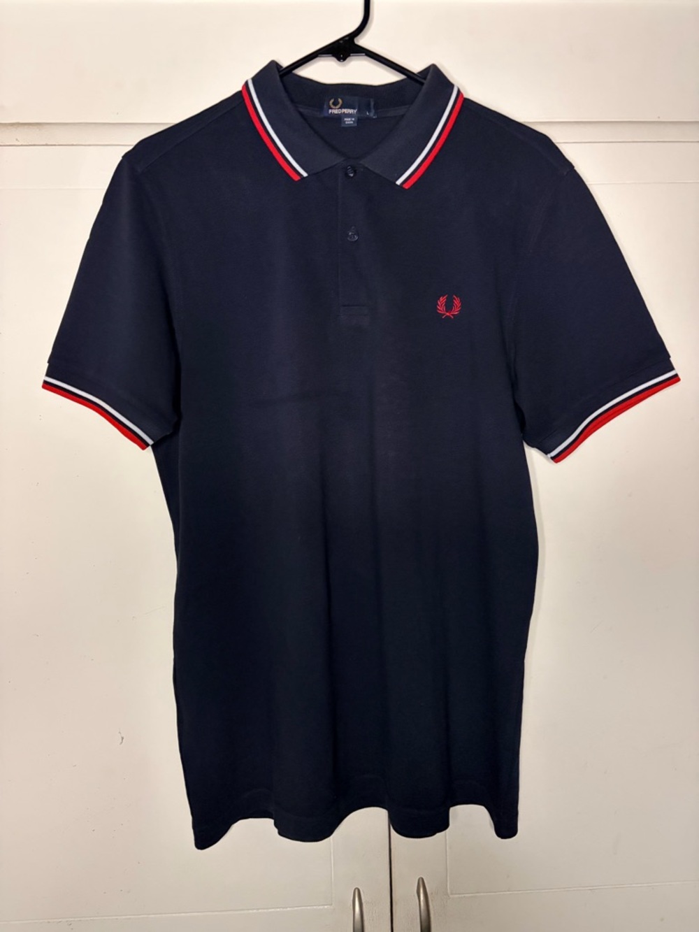 Fred Perry Navy Polo with Red and White Tipping